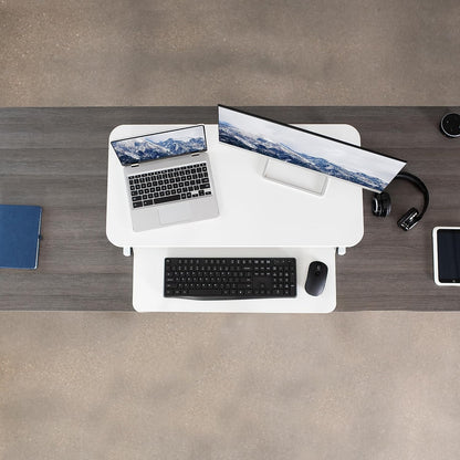 Height Adjustable 32 inch Stand Up Desk Converter, Quick Sit to Stand Tabletop Dual Monitor Riser Workstation