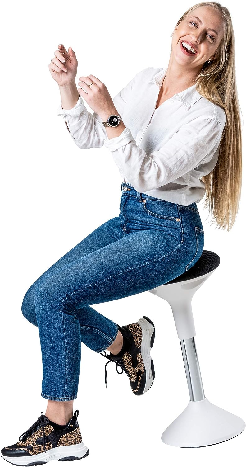 Ergonomic Height Adjustable Wobble Stool for Standing Desk (Black)