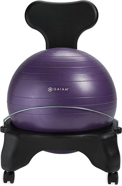 Classic Balance Ball Chair – Exercise Stability Yoga Ball Premium Ergonomic Chair for Home and Office Desk with Air Pump, Exercise Guide and Satisfaction Guarantee
