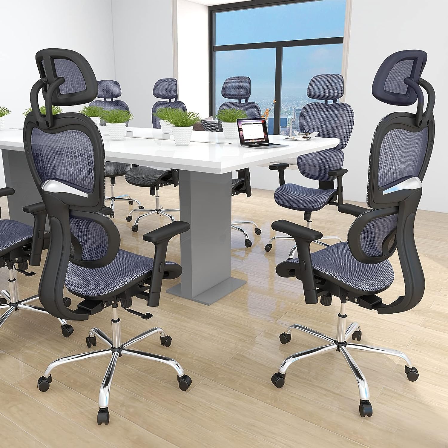 Ergonomic High Back Office Chair - High Office Chair with Headrest, Lumbar Support, Movable Armrests, Swivel Mesh Office Chair with 300 lbs Weight Capacity Adjustable Height for Home Office, Executive