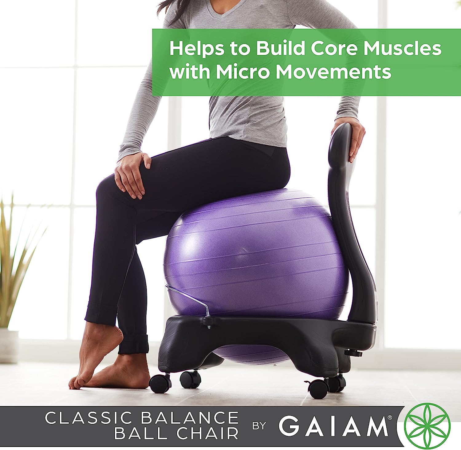 Classic Balance Ball Chair – Exercise Stability Yoga Ball Premium Ergonomic Chair for Home and Office Desk with Air Pump, Exercise Guide and Satisfaction Guarantee

