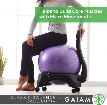 Classic Balance Ball Chair – Exercise Stability Yoga Ball Premium Ergonomic Chair for Home and Office Desk with Air Pump, Exercise Guide and Satisfaction Guarantee

