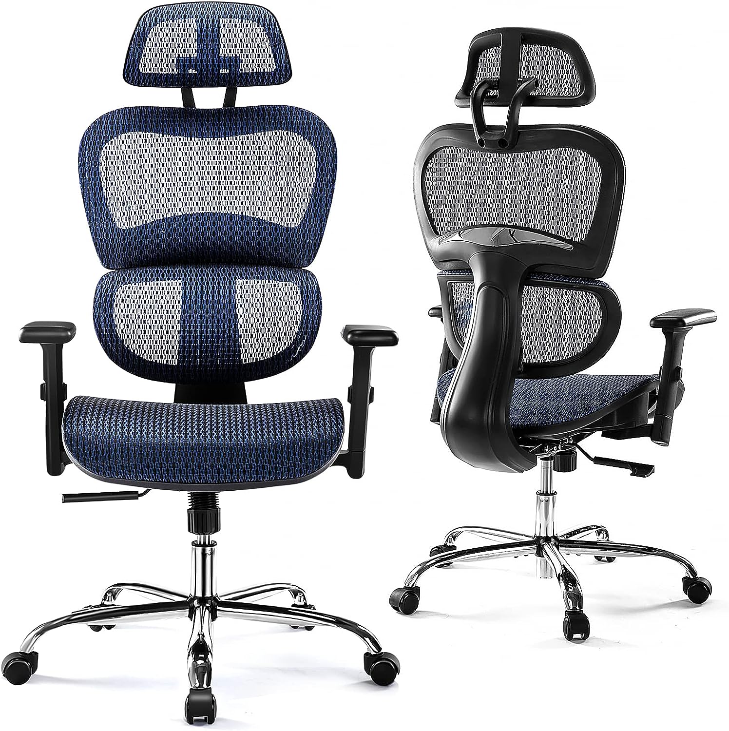 Ergonomic High Back Office Chair - High Office Chair with Headrest, Lumbar Support, Movable Armrests, Swivel Mesh Office Chair with 300 lbs Weight Capacity Adjustable Height for Home Office, Executive