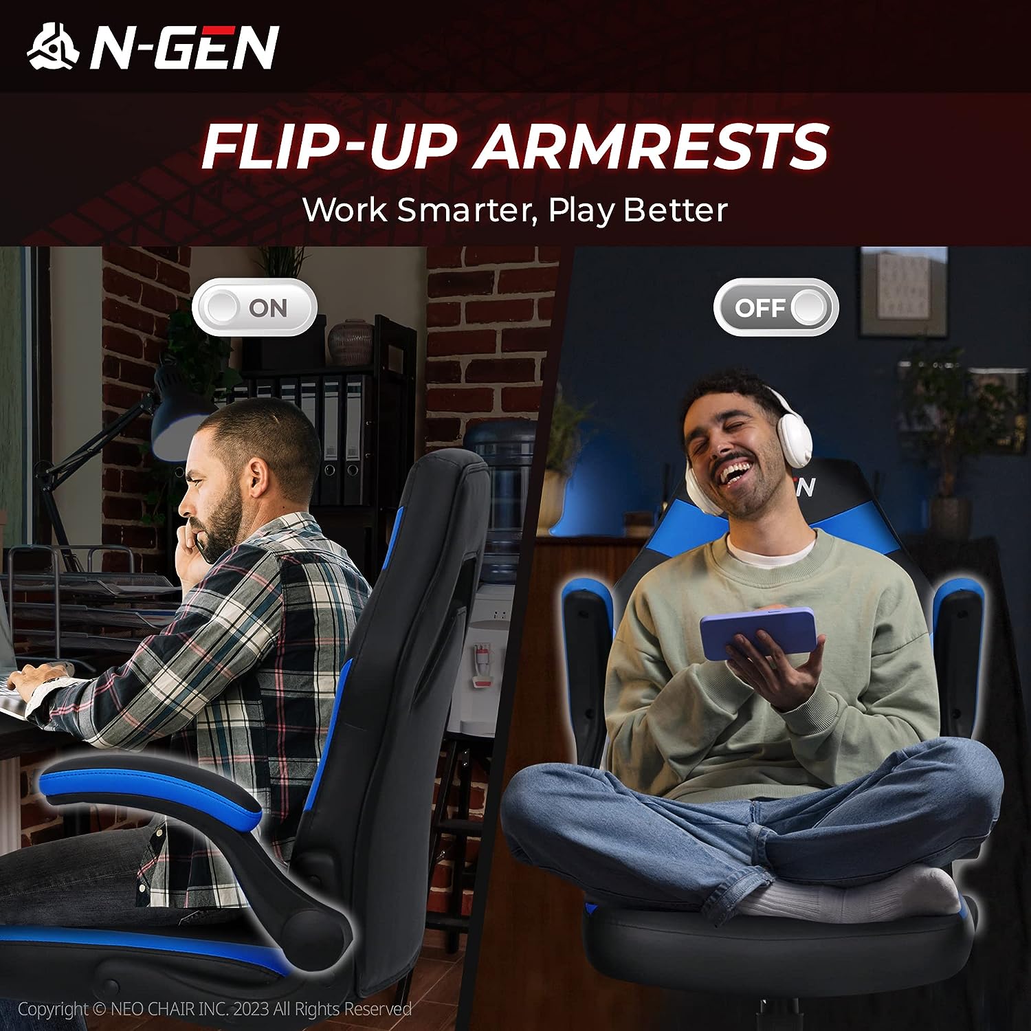 Gaming Chair Ergonomic Office Chair Computer Desk Chair with Lumbar Support Flip Up Arms Adjustable Height Swivel PU Leather Executive PC Chair with Wheels for Adults Women Men