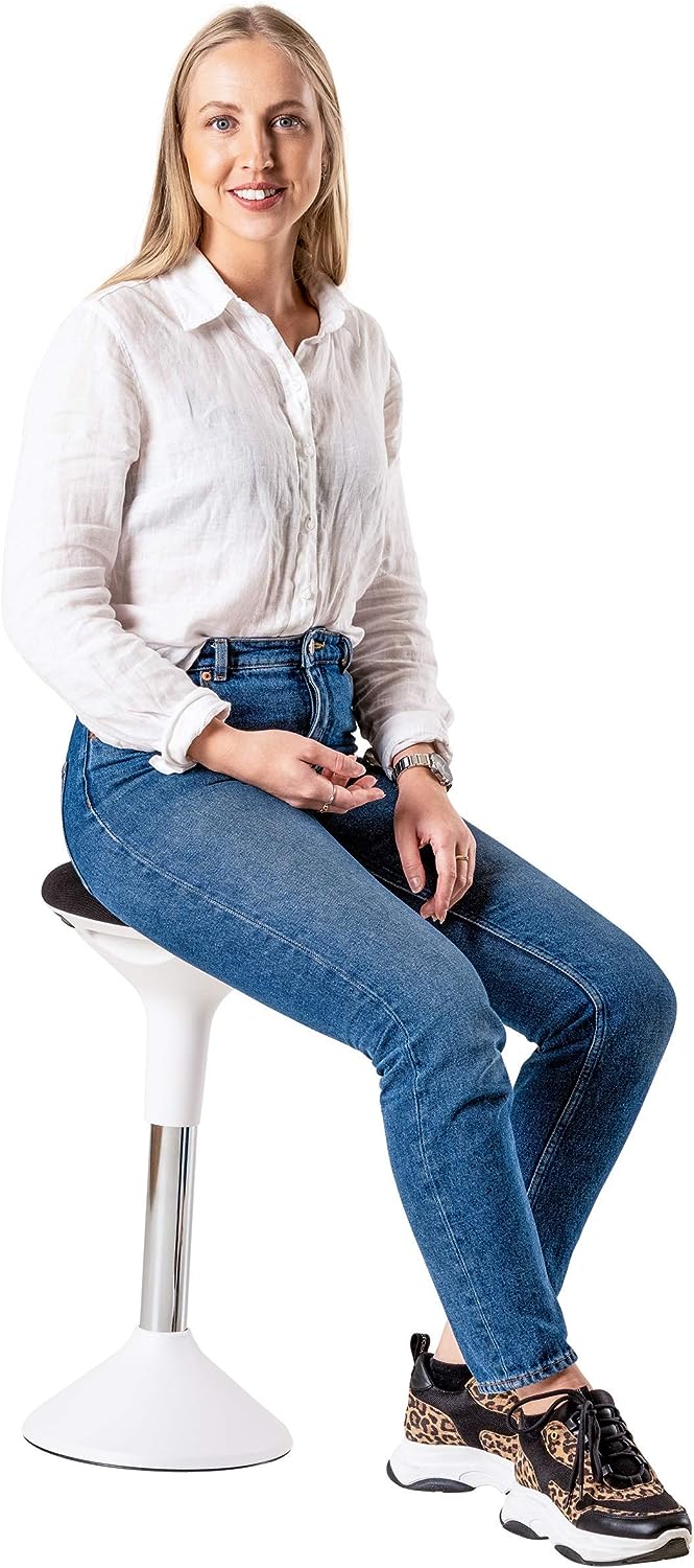 Ergonomic Height Adjustable Wobble Stool for Standing Desk (Black)