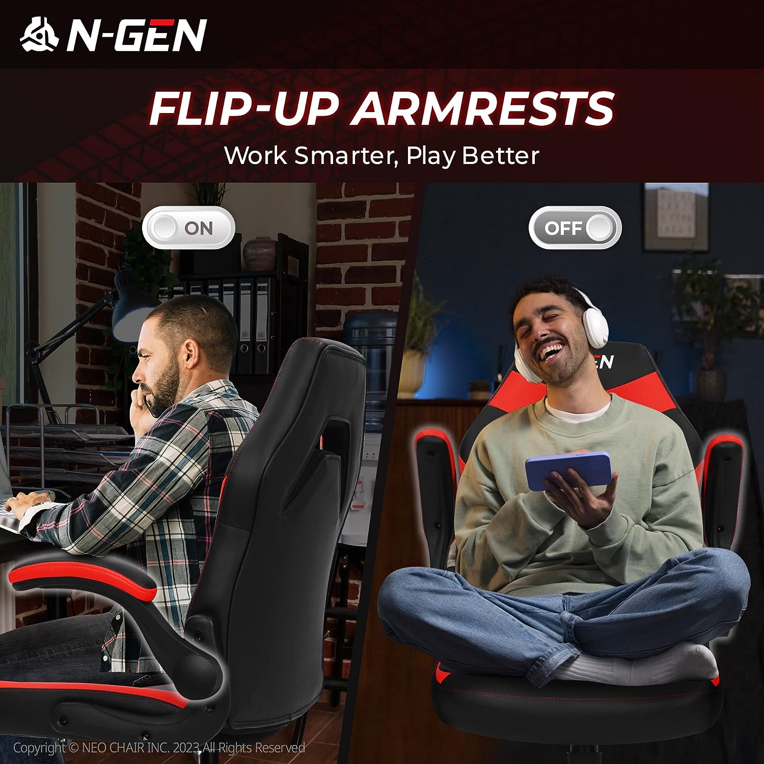 Gaming Chair Ergonomic Office Chair Computer Desk Chair with Lumbar Support Flip Up Arms Adjustable Height Swivel PU Leather Executive PC Chair with Wheels for Adults Women Men