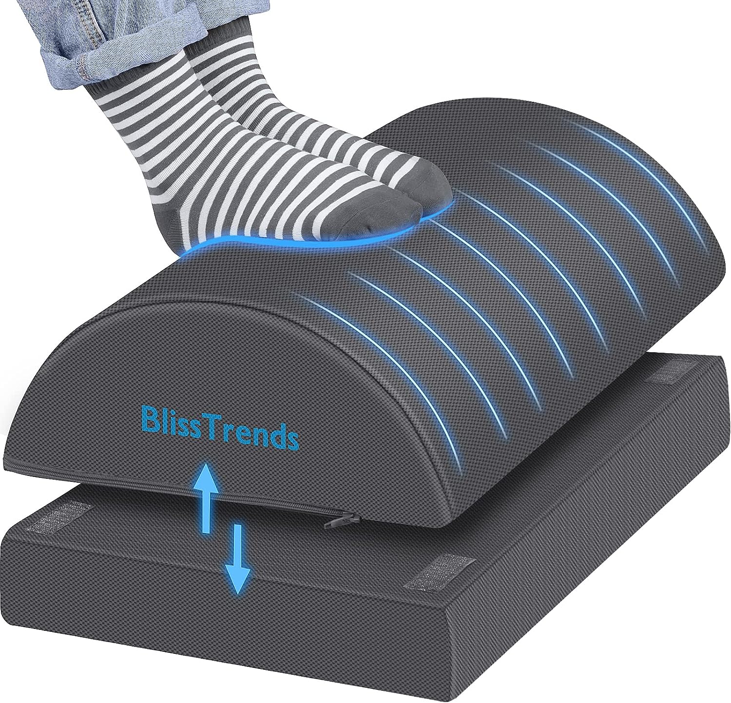 Footrest with 2 Adjustable Heights for Car,Home and Office to Relieve Back,Lumbar,Knee Pain