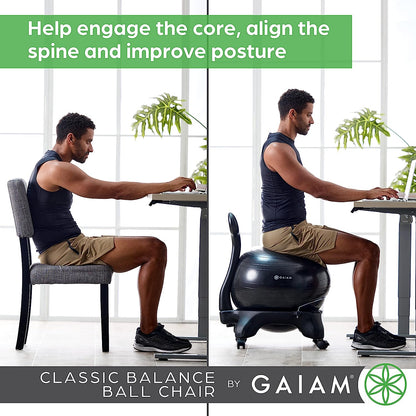 Classic Balance Ball Chair – Exercise Stability Yoga Ball Premium Ergonomic Chair for Home and Office Desk with Air Pump, Exercise Guide and Satisfaction Guarantee
