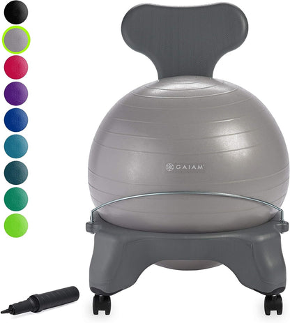 Classic Balance Ball Chair – Exercise Stability Yoga Ball Premium Ergonomic Chair for Home and Office Desk with Air Pump, Exercise Guide and Satisfaction Guarantee
